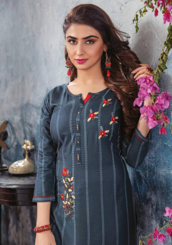 Mayree Floret 4 latest Fancy Designer Rayon Ethnic Wear Printed And Embroidery Worked Kurti With Bottom Collection