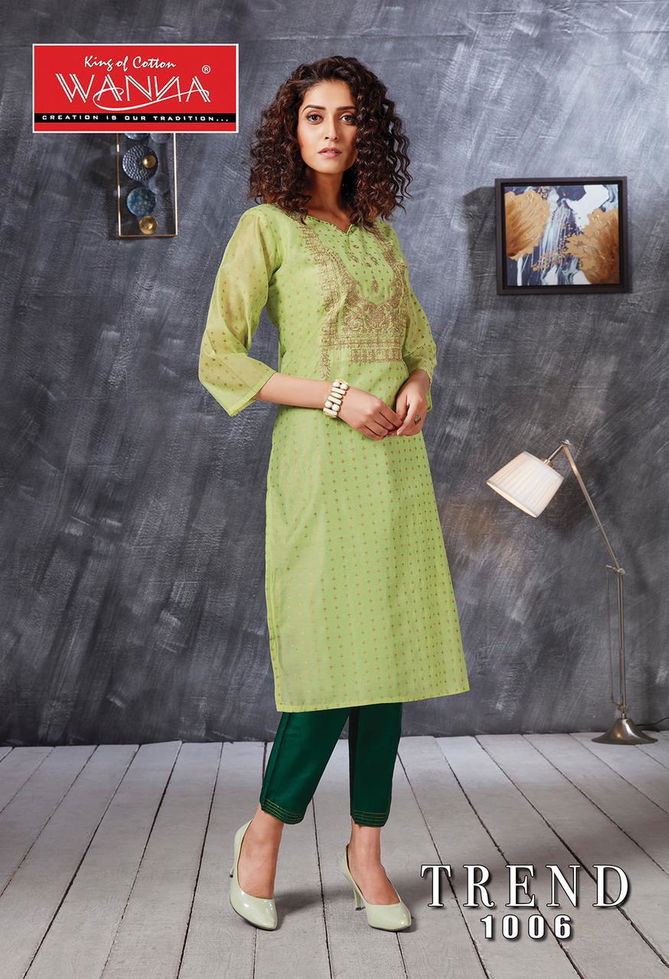 Wanna Trend Designer Latest Fancy Ethnic Wear Kurti With Jam Stain Pant Bottom Collection
