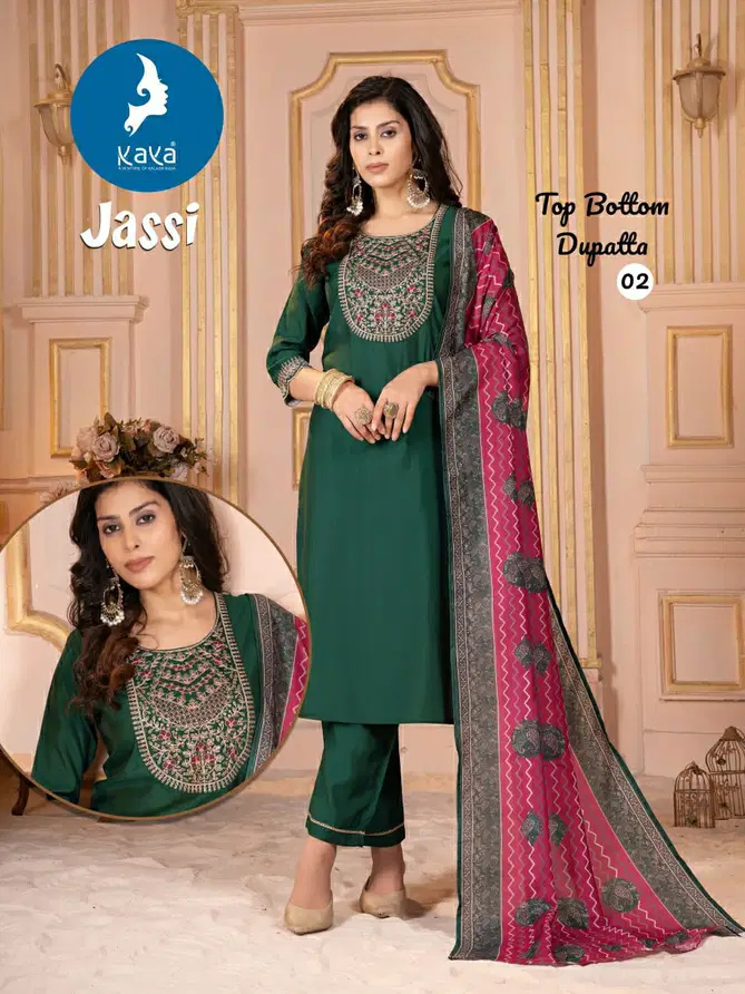 Jassi By Kaya Roman Silk Kurti With Bottom Dupatta Wholesale Shop In Surat