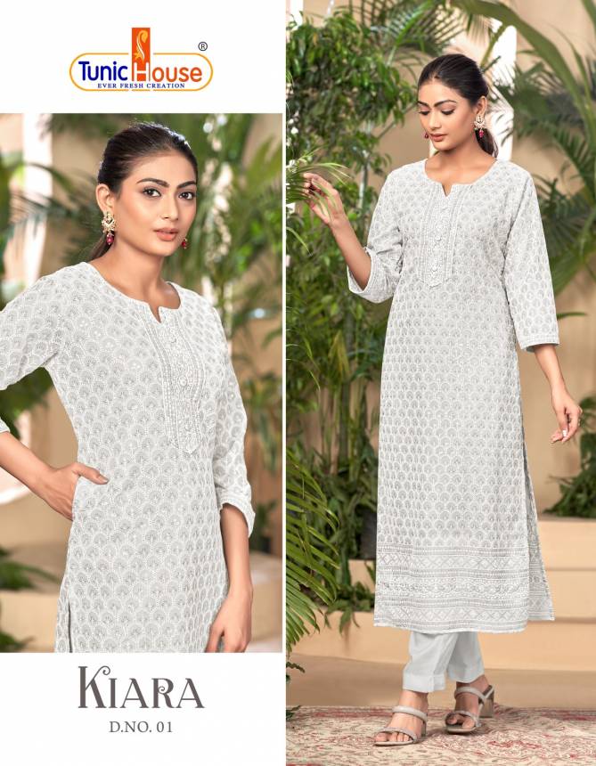 kiara 01 By Tunic House Georgette Lucknowi Work Designer Kurtis Wholesalers In Delhi
