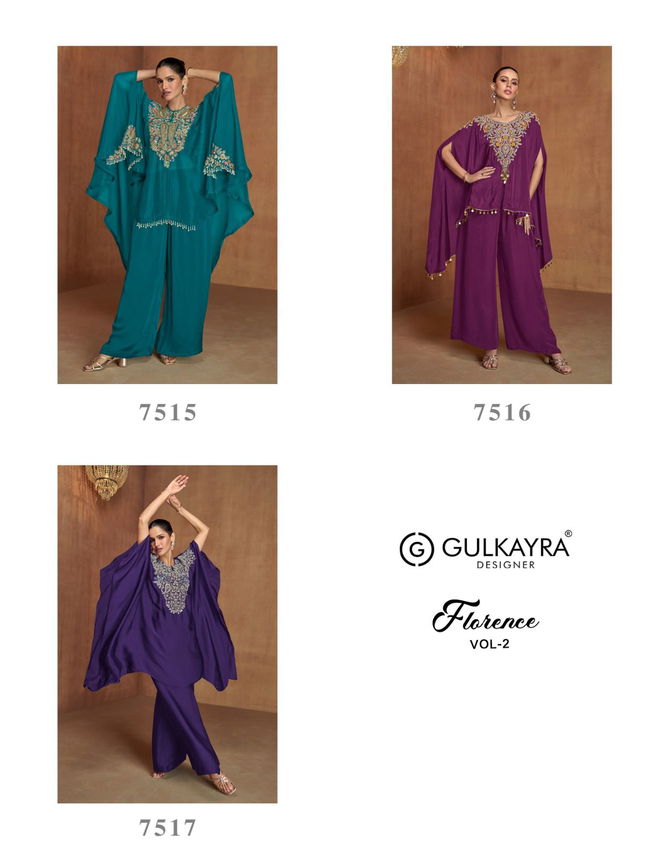 Florence Vol 2 By Gulkayra  Silk Indo Western Top & Palazzo Supplier In India