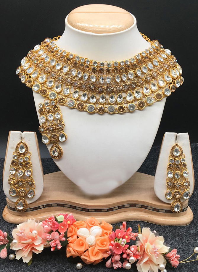 Gold and Silver Latest Heavy Fancy Bridal Pearl Necklace  