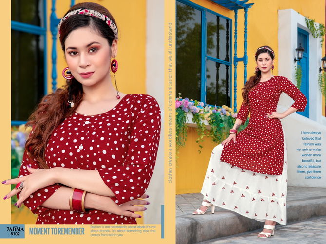 Padma 6 Fancy Festive Wear Rayon Printed Designer Kurtis With Skirt Collection
