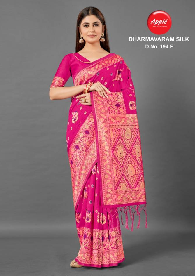 Apple Dharmavaram 194 Silk Festive Wear Woven Silk Designer Latest Saree Collection
