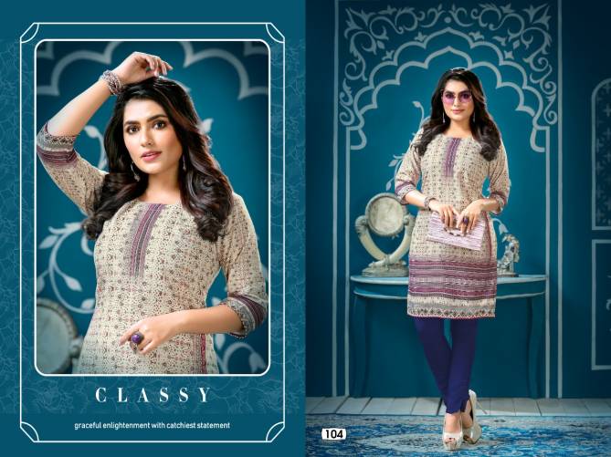 Ft Simran Latest Fancy Designer Ethnic Wear Crepe Printed Kurti With Bottom Collection
