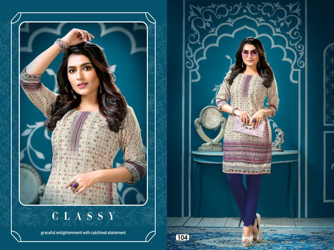 Ft Simran Latest Fancy Designer Ethnic Wear Crepe Printed Kurti With Bottom Collection
