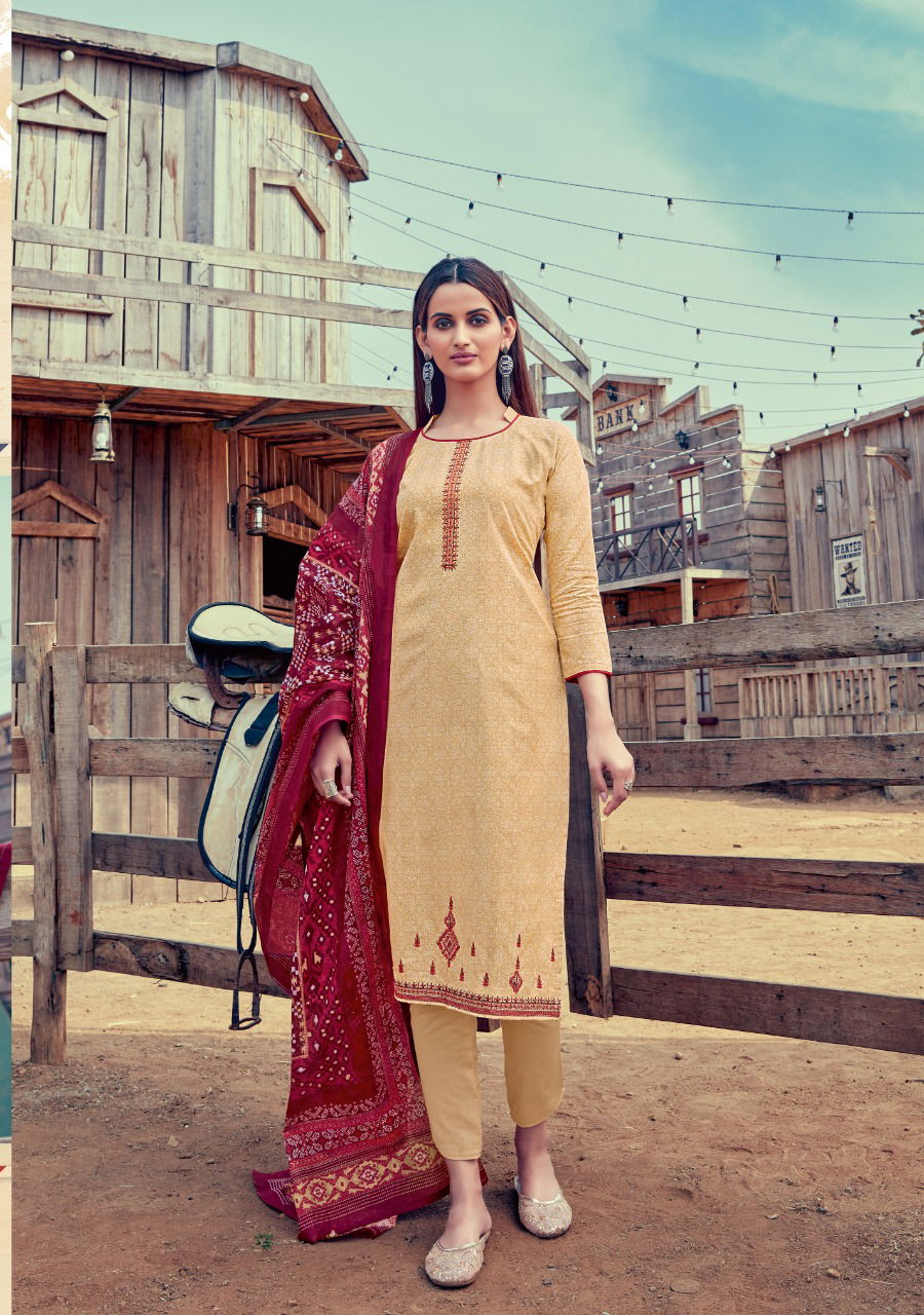 Vastu Jamdani 1 Fancy Casual Wear Pure Lawn Cotton Printed Neck Work And Daman Work Designer Dress Material Collection
