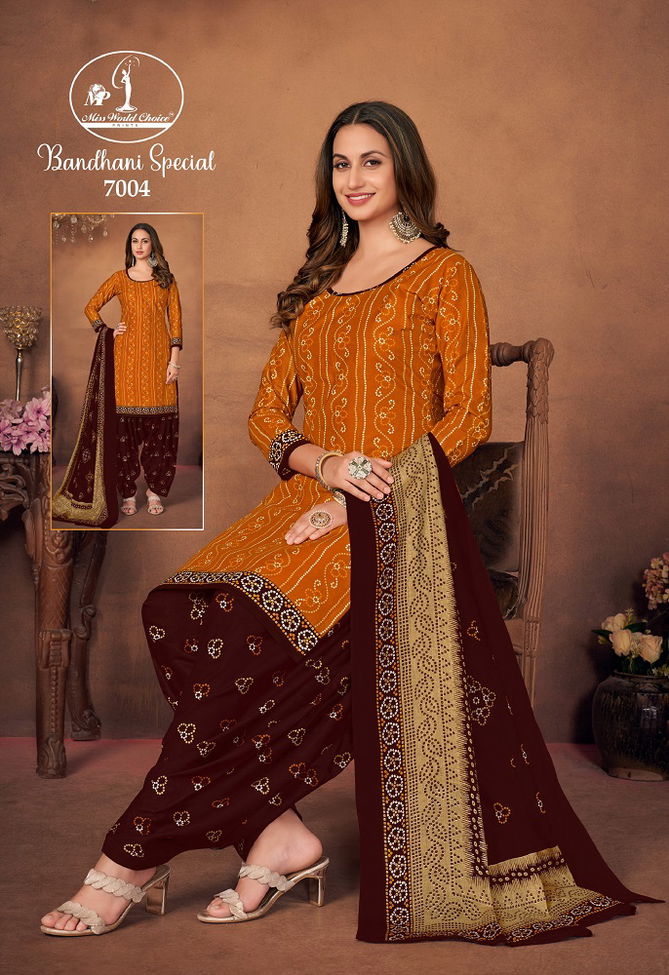 Bandhni Special Vol 7 By Miss World 7001 7010 Wholesale Dress Material In India
