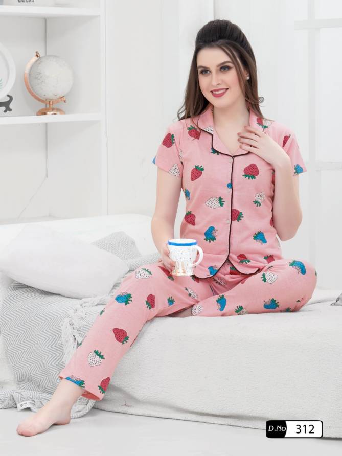 Front Open Collar 71 Night Wear Hosiery Cotton Night Suits Collection