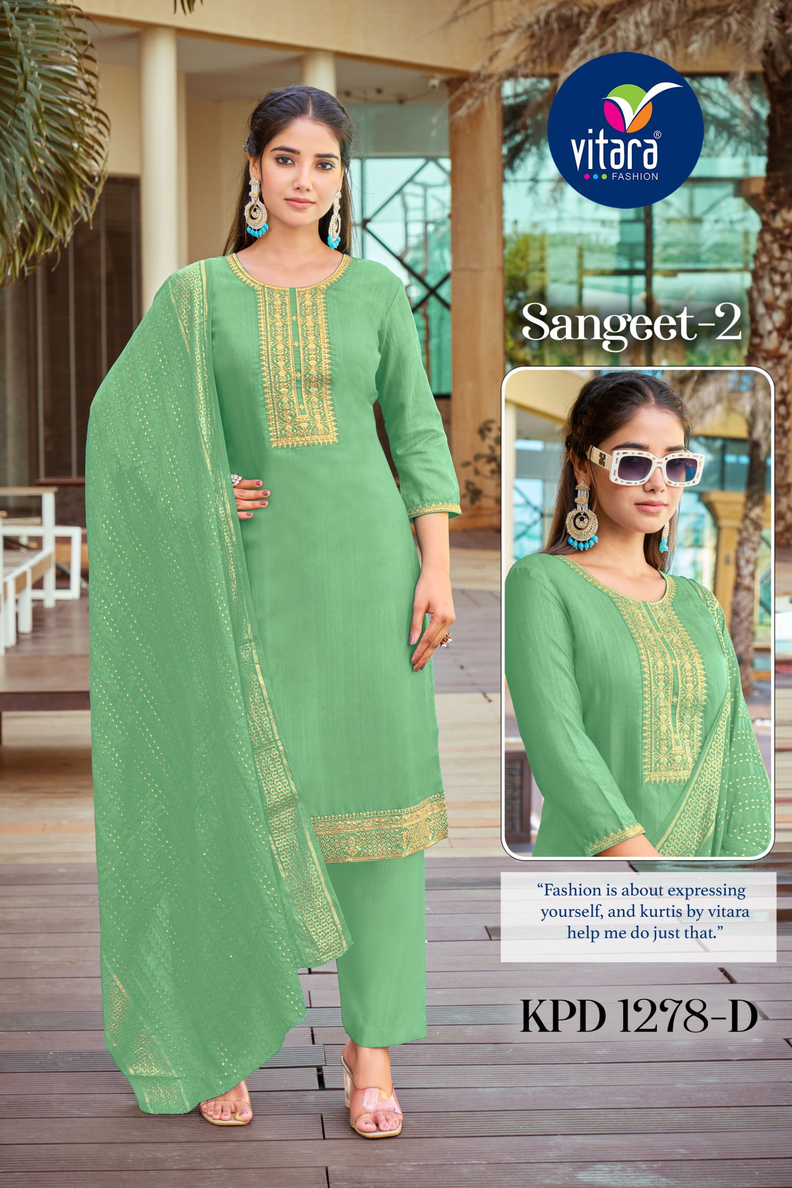 Sangeet Vol 2 By Vitara Silk Embroidery Kurti With Bottom Dupatta Wholesale Online