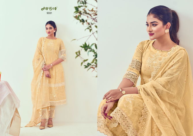 Shikanji By Jay Vijay Embroidery Organza Khadi Block Printed Suits Wholesale Market In Surat