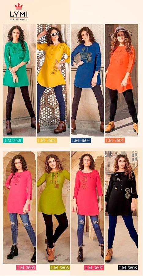 Lymi Artwork Latest Designer Casual Wear Three-Fourth Hand Embroidery Work Short Tops Collection 