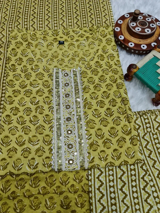 Non Catalog Jaipuri Bagru Pure Cotton Flower Print Kurti Bottom With Dupatta Catalog