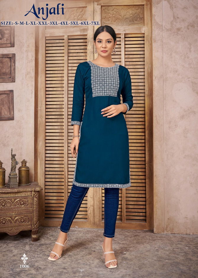 Anjali Heavy Rayon Embroidery Kurtis Catalog