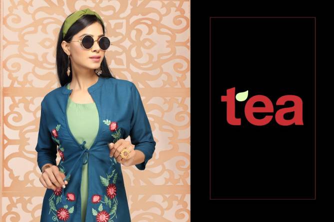 Ft Tea Latest Fancy Designer Casual Wear Rayon Embroidery Work Designer Kurtis Collection
