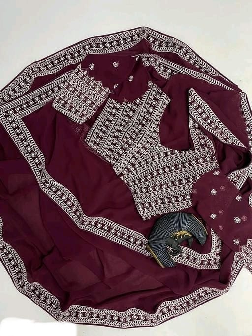 JR 593 Embroidery Designer Georgette Sarees Wholesalers In Delhi