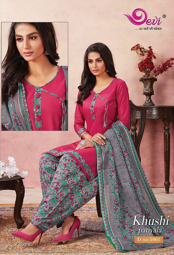 Devi Khushi Latest Printed Patiala Regular Wear Pure Cotton Readymade Collection
