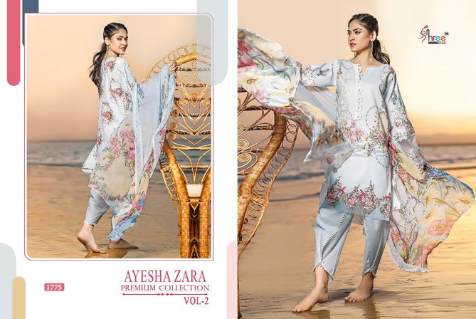 Shree Ayesha Zara Premium Collection 2 Fancy Latest Festive Wear Pure Cotton Print With Embroidery Pakistani Salwar Suits Collection
