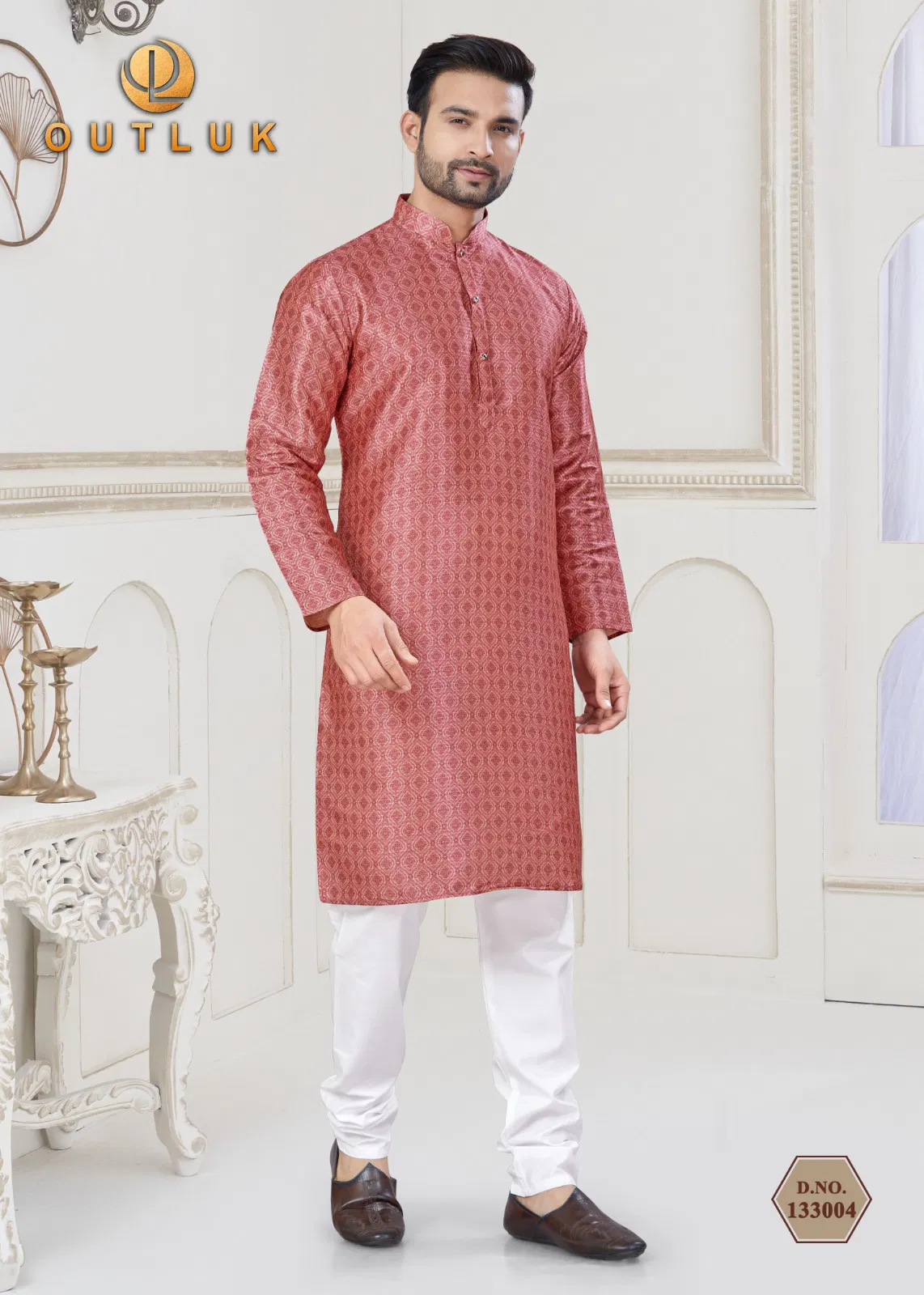 Outluk Vol 133 Jequard Silk Digital Printed Mens Kurta Pajama Maunfacturers