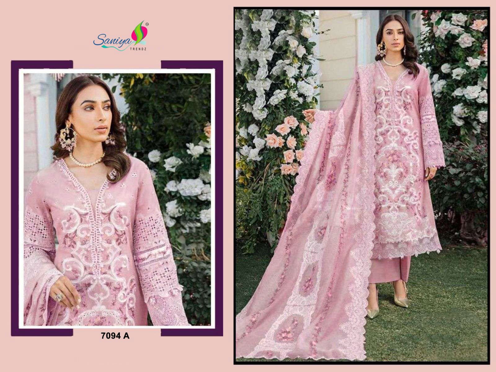 Maria B Chikankari By Saniya Cotton Pakistani Dress Material Orders In India