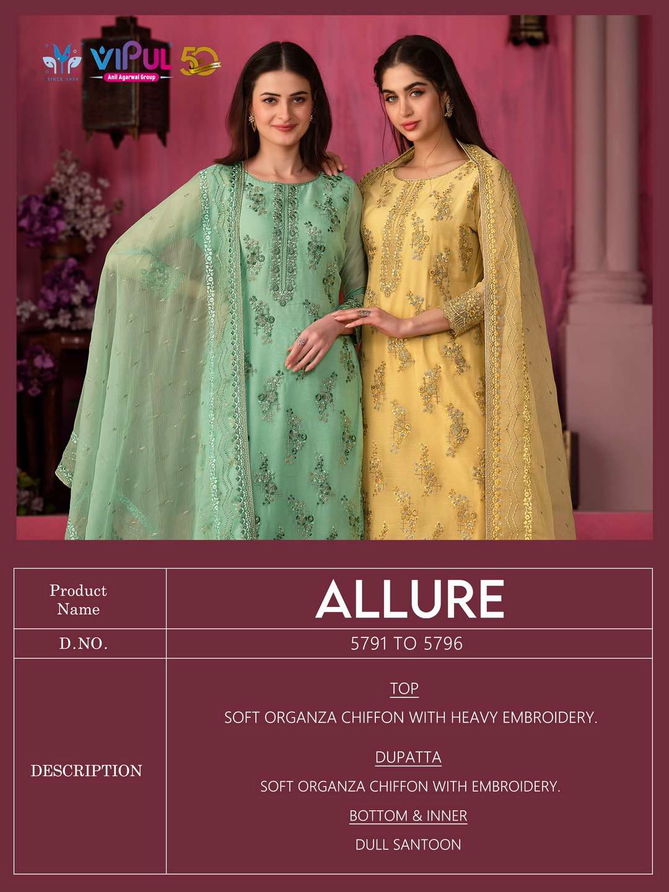 Allure By Vipul Organza Chiffon Salwar Kameez Wholesale Market In Surat