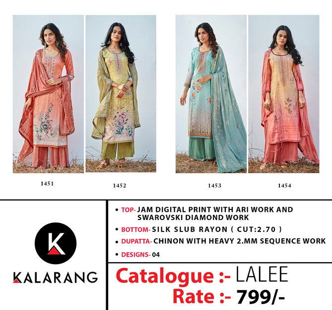 KALARANG LALEE Latest fancy Designer Casual Wear Jam Digital Print With Ari Work And Swarvoski Diamond Work Salwar Suit Collection