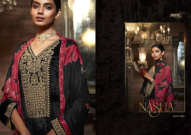 Nasha By Kimora Heer Velvet Pashmina Dress Material Suppliers In India