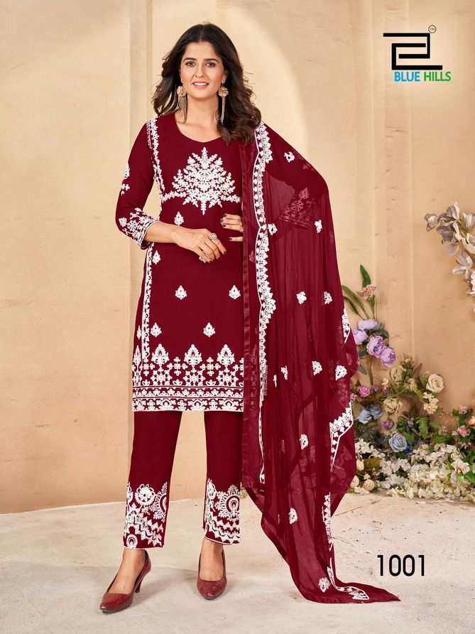 Galaxy By Blue Hills Rayon Embroidery Designer Kurti With Bottom Dupatta Wholesale Online