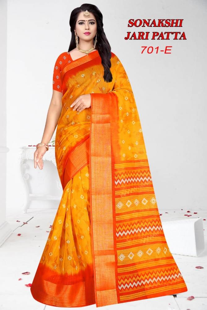 Sonakshi Jari Patta 701 Regular Wear Cotton Printed Designer Saree Collection