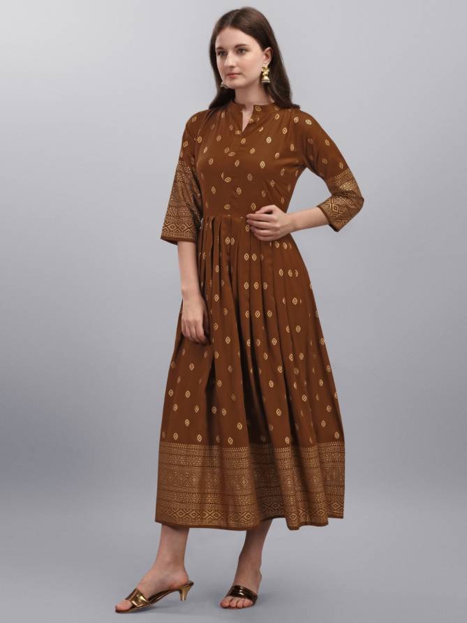 Manvi 1 Designer Latest Fancy Ethnic Wear Flair Rayon Printed Kurti Collection
