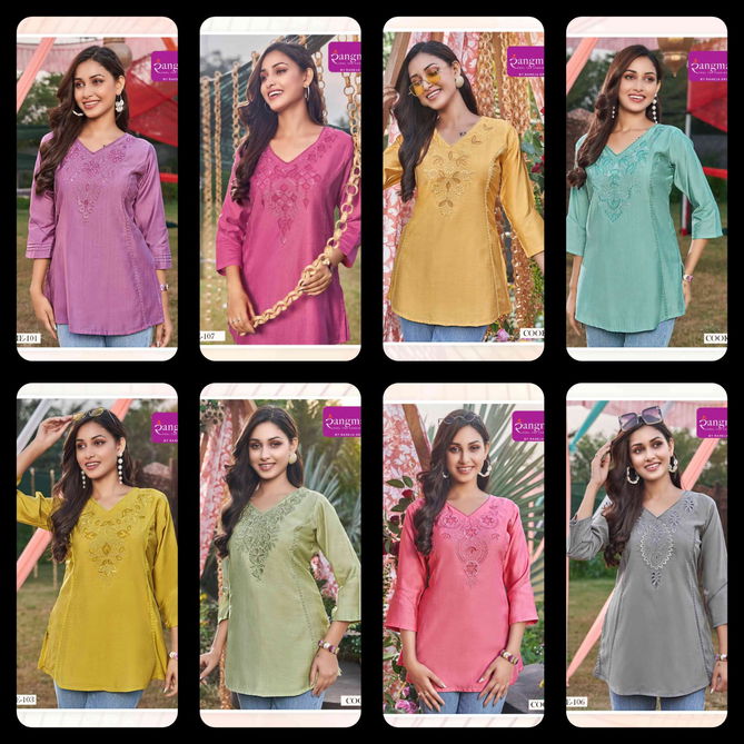 Cookie By Rangmaya Rayon Tunic Ladies Top Wholesale Market In Surat