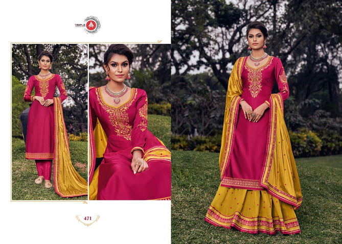 TRIPLE AAA KOHINOOR Latest Heavy Wedding Wear Satin Georgette Embroidery Work top With Lehenga And dual Santoon  Salwar Suit Collection