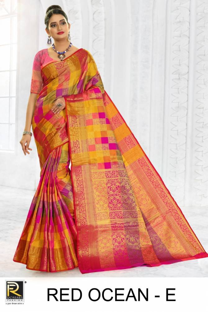 Ronisha Red Ocean Latest Fancy Designer Casual Wear Silk Fancy Casual Wear Saree Collection
