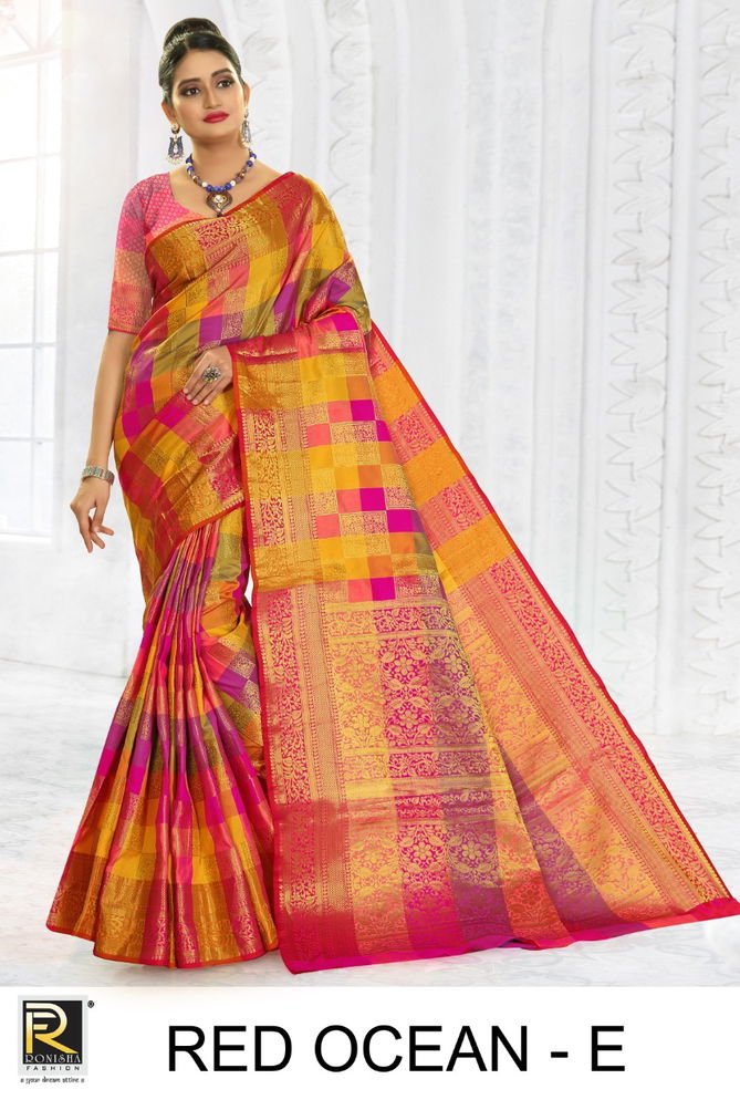 Ronisha Red Ocean Latest Fancy Designer Casual Wear Silk Fancy Casual Wear Saree Collection
