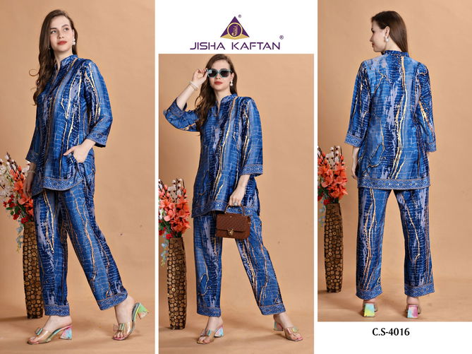 Co Ord Set Vol 7 By Jisha Printed Polyester Silk Kaftan Cord Set Islamic Kaftan Suppliers In India