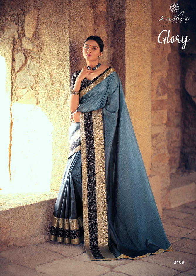 Kashvi Glory Fancy Designer Heavy Festive casual Wear Vichitra Silk Sarees Collection
