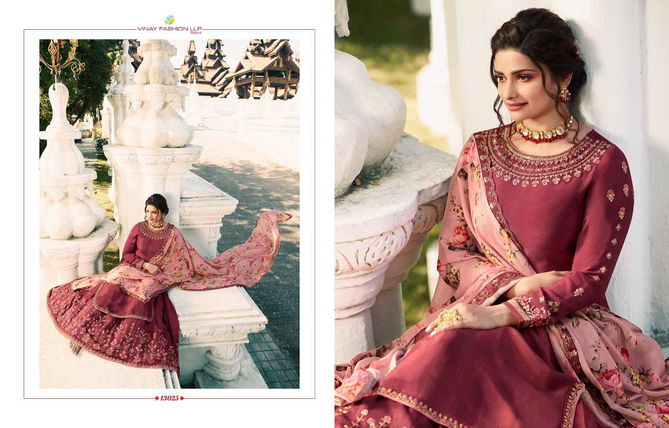 VINAY FASHION LIFE STYLE VOL-3 Designer Wedding Wear Fancy Embroidery  Muslin Satin Top With Printed Silk Georgetta With Embroidery Border Salwar Kameez Collection