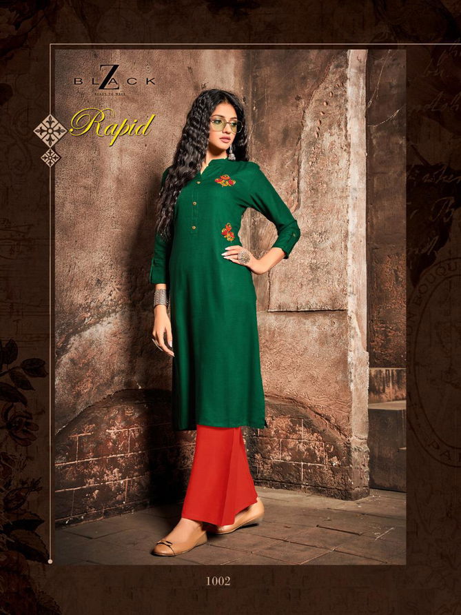 Z Black Rapid Latest Exclusive Collection Of Designer Casual Wear Kurtis With Plazzo 