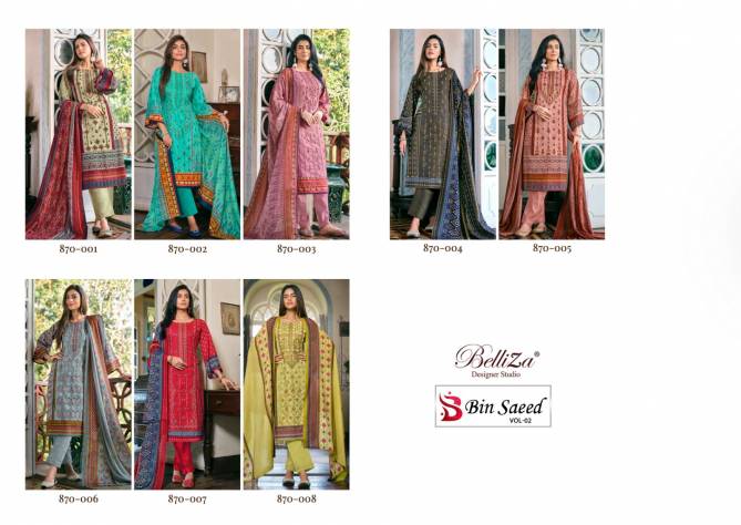 Binsaeed Vol 2 By Belliza 870-001 To 008 Dress Material Suppliers In India