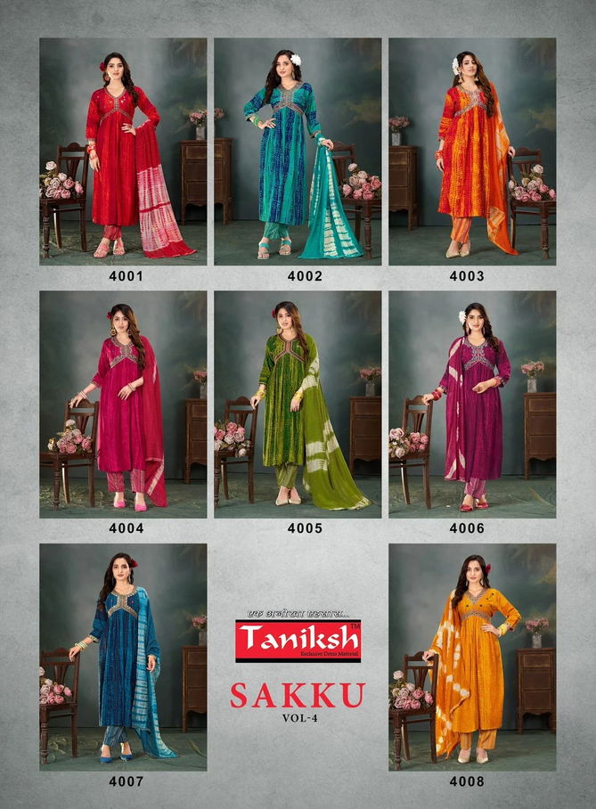 Sakku Vol 4 By Tanishk Alia Cut 4001 To 4006 Series Kurti With Bottom Dupatta Suppliers in India