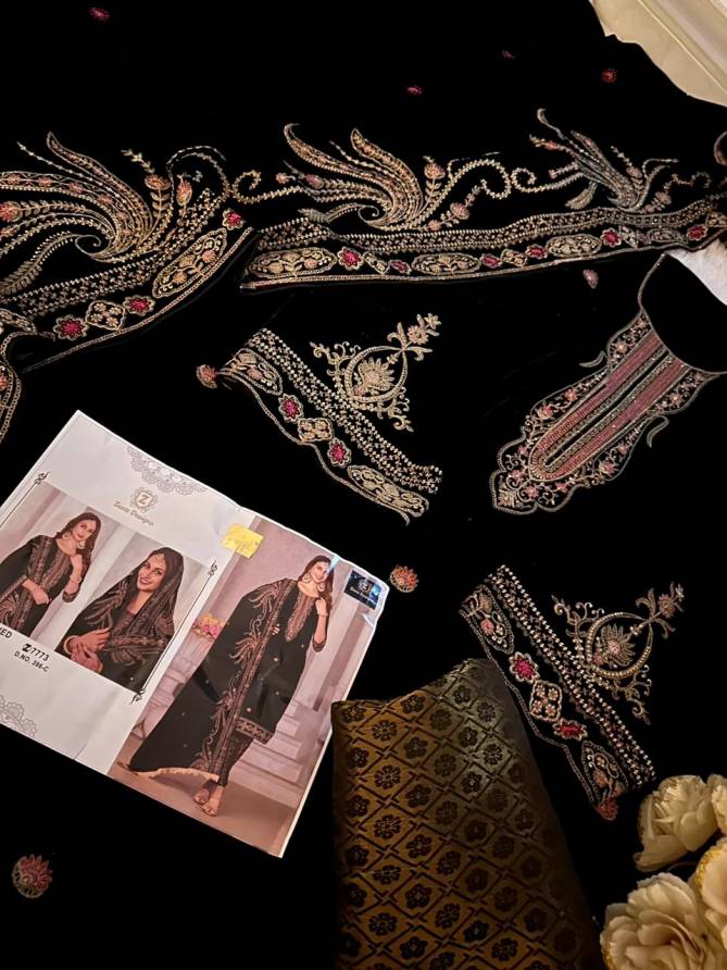 396 By Ziaaz Heavy Velvet Designer Salwar Suits Catalog