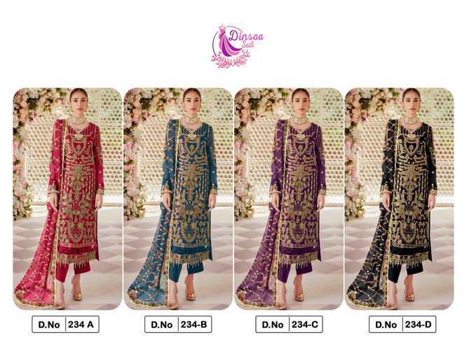 Dinsaa 234 Georgette Pakistani Suits Wholesale Market In Surat With Price
