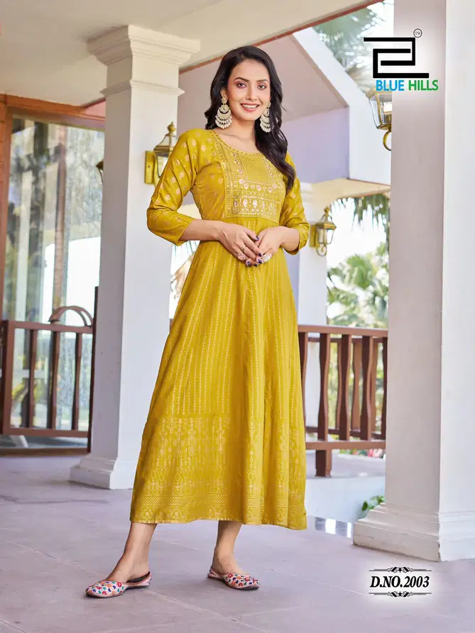 Pushpa 2 By Blue Hills Rayon Anarkali Long Kurti Orders In India