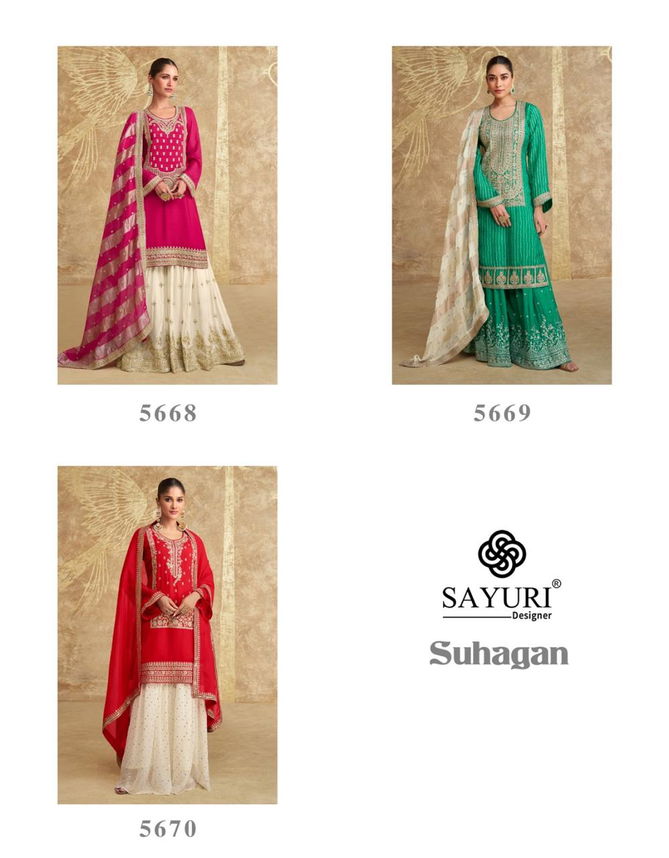 Suhagan By Sayuri Designer Chinon Silk Readymade Suits Wholesale Online