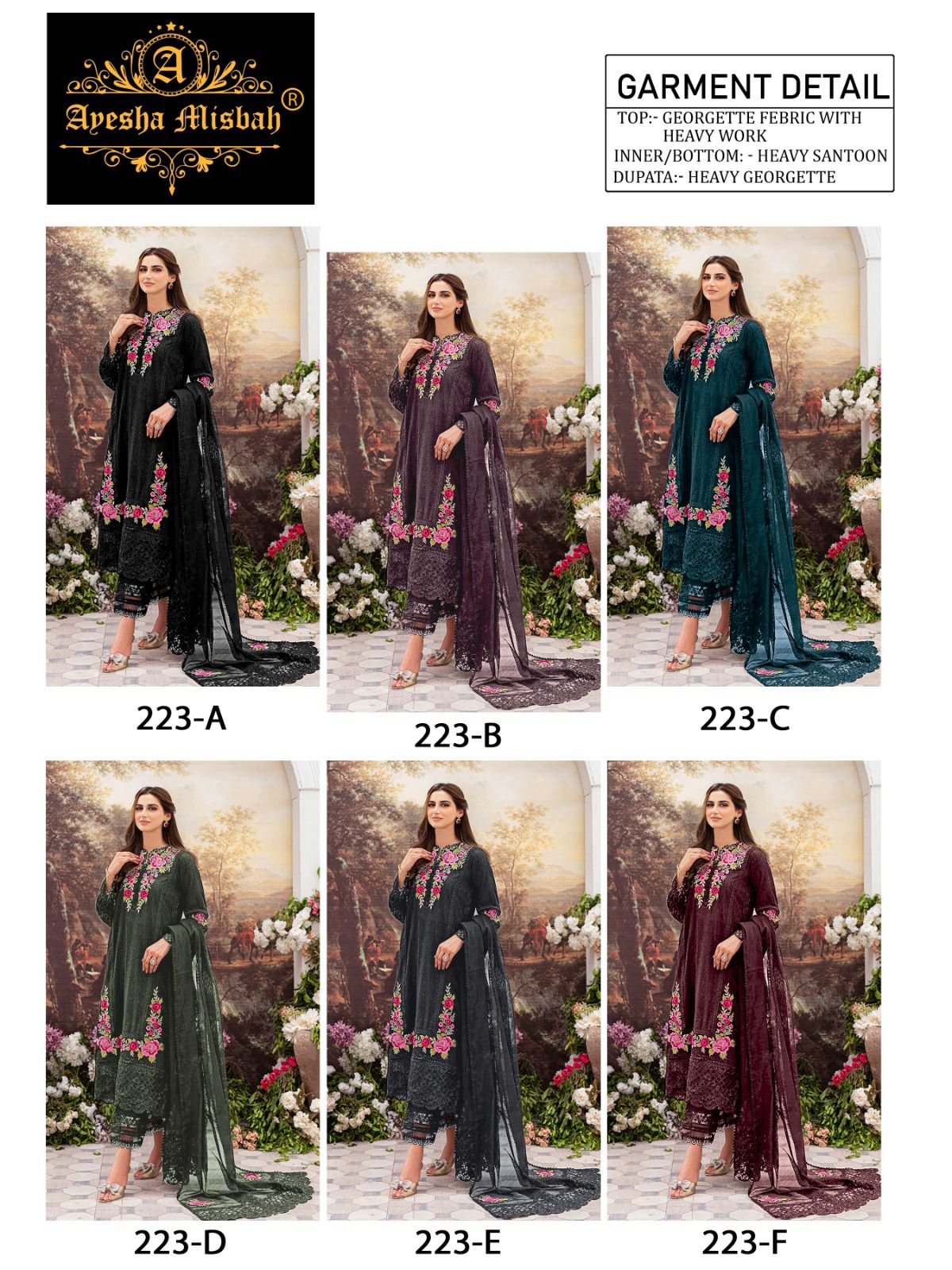 Ayesha Misbah By AM 223 Georgette Pakistani Suits Catalog