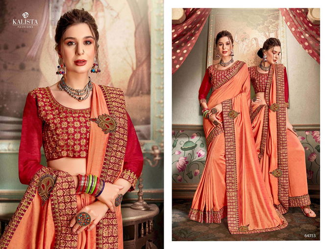 Kalista Century 2 Latest Fancy Designer Festive Wear Party Wear Vichitra Silk Saree Collection
