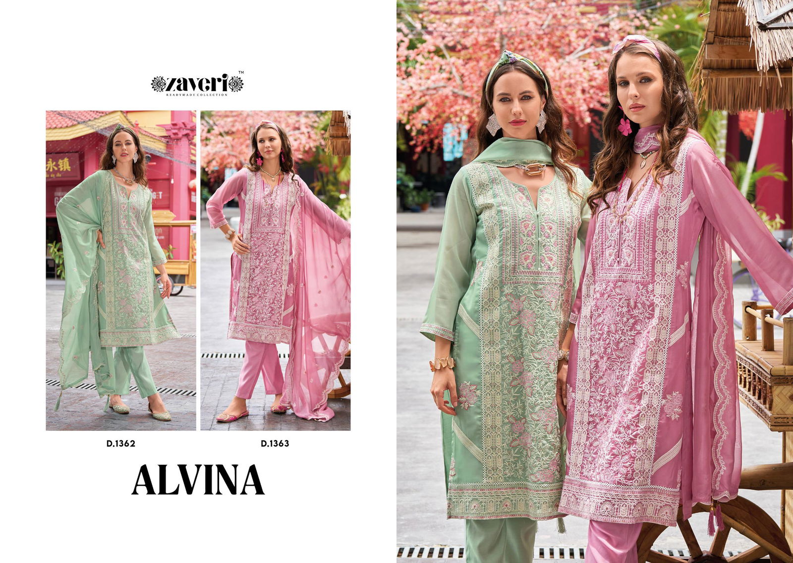 Alvina By Zaveri Organza Emboidery Readymade Suits Wholesalers In Delhi