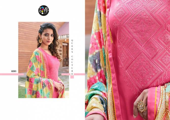 FOUR DOTS SIMRAN Latest Fancy Festive Wear jam silk Cotton With Embroidery Work Heavy Salwar suit collection 