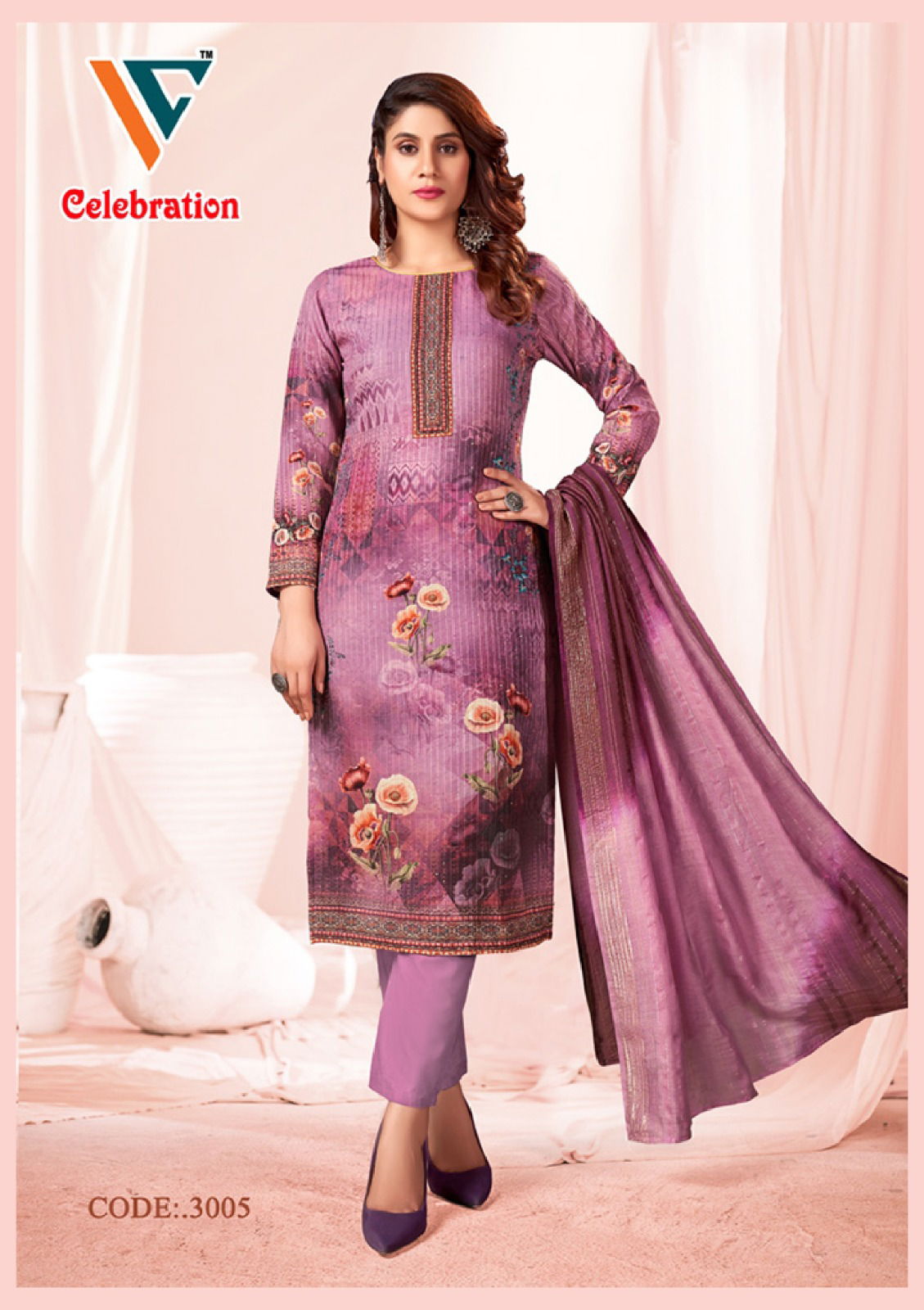 Celebration Vol 3 By Vandana C Digital Printed Squence Dress Material Exporters In India