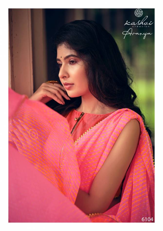 Kashvi Aranya Silk Chiffon With Goti Lace Printed Designer Saree Collection
